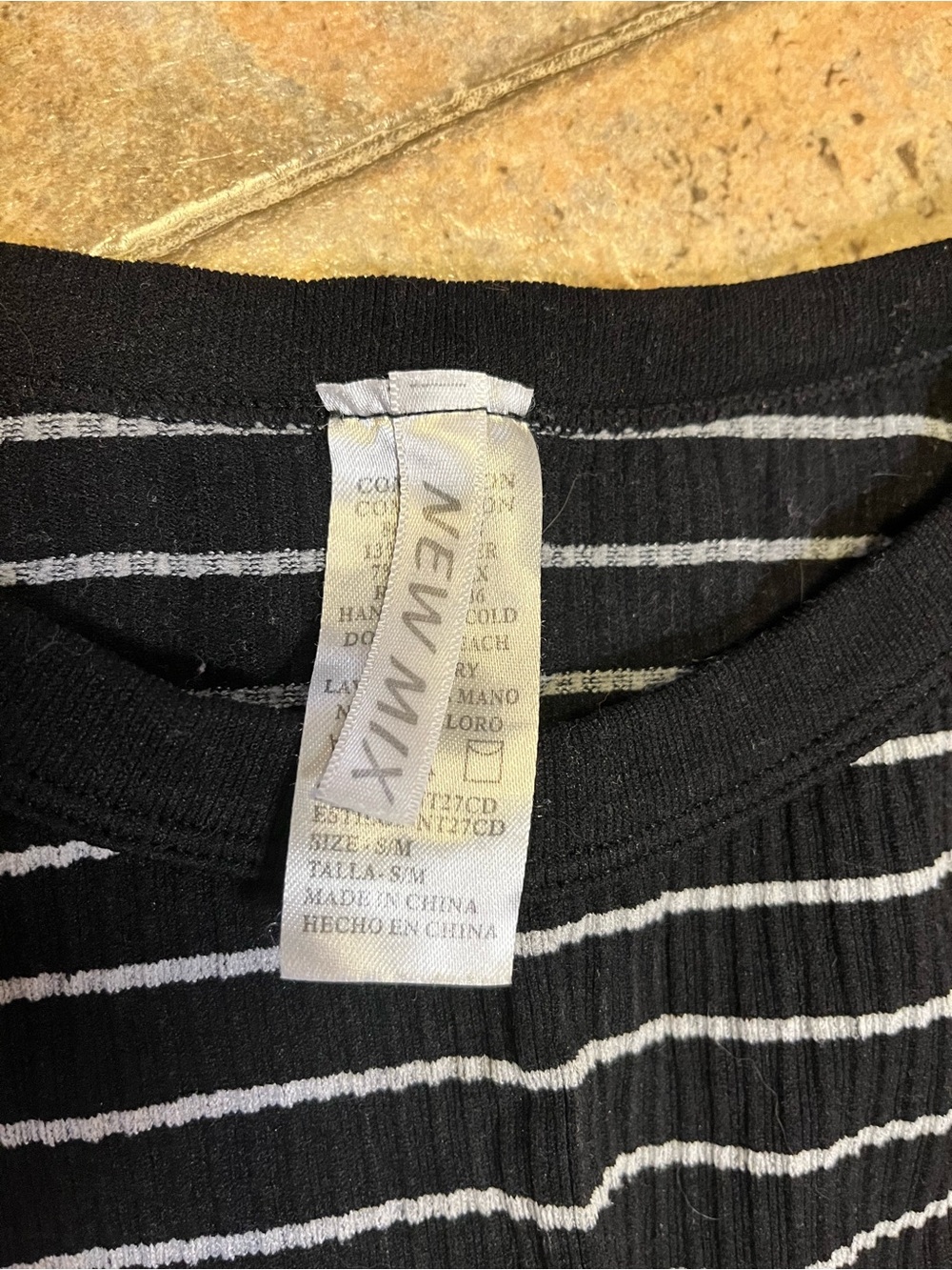 New Mix Black and White Striped Ribbed Tank Top - Picture 3 of 4